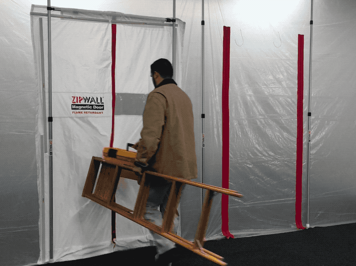 ZipWall Magnetic Dust Barrier Door maintains dust seal with self-closing magnets