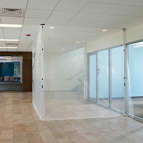 ZipWall dust barrier for a dust protection anteroom or dust containment vestibule