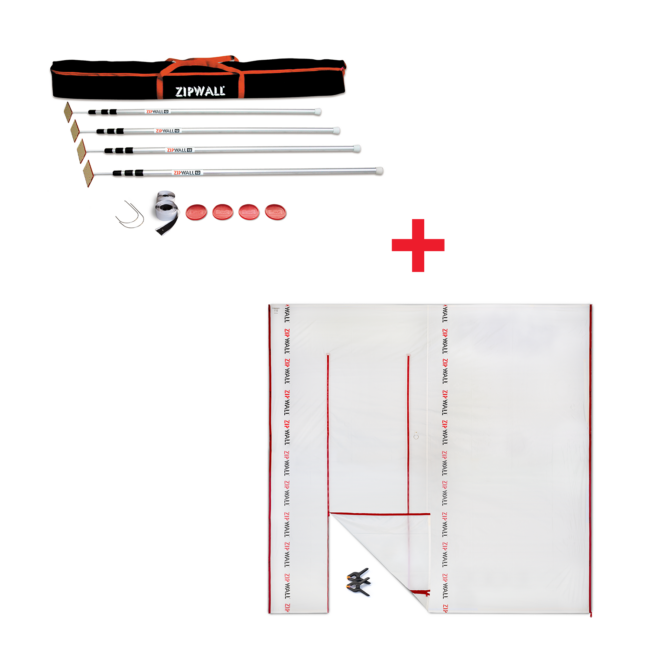 Buy a ZipWall® 12 4-Pack Get a 10' x 9' ZipSheet<small>™ </small>with Door FREE