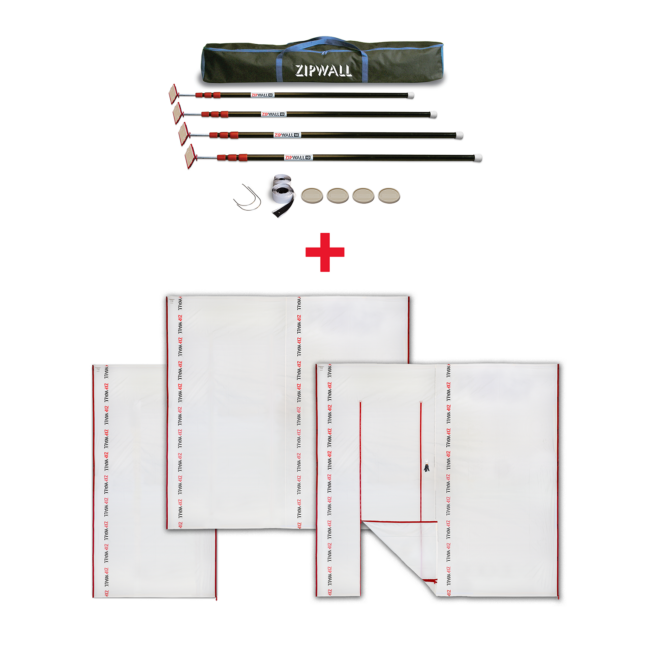Save 16% on a ZipWall® 10 4-Pack  and a 25' ZipSheet<small>™ </small> Reusable Barrier