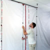 ZipWall Foamrail Span adjustable tapeless seal in-use commercial
