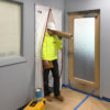 ZipWall Steel Frame Magnetic Door in-use Commercial